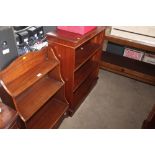 A reproduction open fronted bookcase together with