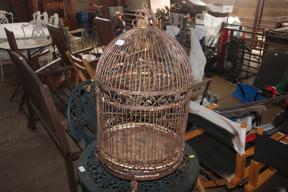 An ornate bird cage