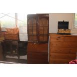 A mahogany bureau bookcase fitted four drawers