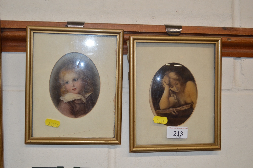 Two small gilt framed portrait studies depicting a