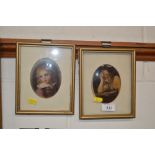 Two small gilt framed portrait studies depicting a