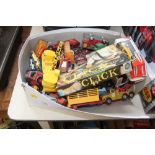 A box of various diecast model vehicles