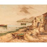 20th Century school, continental port scene with f