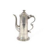 A spot hammered pewter coffee pot