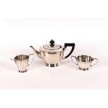 An Art Deco three piece plated tea set by Mappin &