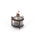 A novelty fish clock under glass dome, 11cm high