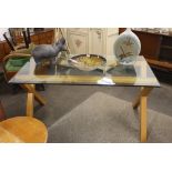 A Habitat light oak cross framed dining table with