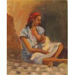 Yvette, study of a seated woman feeding a baby, si