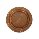An Arts & Crafts design spot hammered copper plate