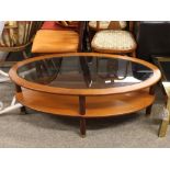 An oval G-plan two tier coffee table