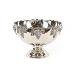 A large plated grape decorated punch bowl, 38.5cm