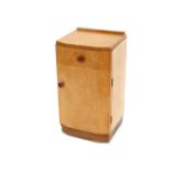 An Art Deco maple bedside cabinet