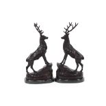 A pair of bronze Stag ornaments, 45cm high