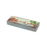 A 1930's painted wooden hinged pencil box