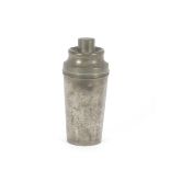 A pewter cocktail shaker