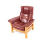 A Stressless Windsor high backed chair, upholstere