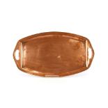 A copper Arts & Crafts design oblong two handled d