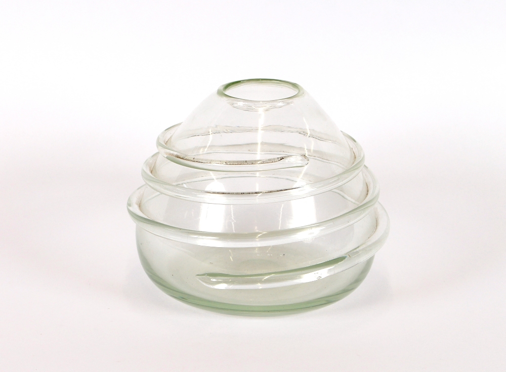 An Art Deco design clear glass baluster vase, with