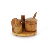 A 1970's treen cruet set