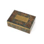 An Arts & Crafts pen and ink decorated wooden box
