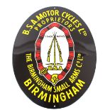 An oval enamel BSA sign, 35cm x 40cm