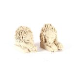 A pair of Parian style lion book-ends