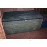 A Keter plastic garden storage box