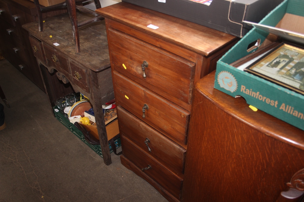 A hard wood chest fitted four drawers