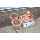 A quantity of terracotta planters