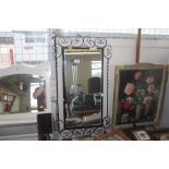 A metal framed mirror