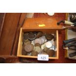 A box of various coinage