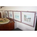 Four framed pencil signed prints depicting local s