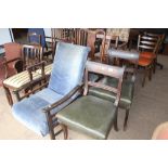 A pair of bar back dining chairs; together with a