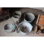 Three old galvanised pails, a Godwin's galvanised