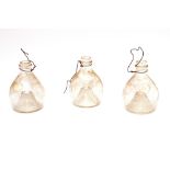 Three antique glass wasp traps