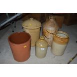Four various stoneware flagons and jars, one by St
