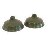 A pair of vintage green and enamel ceiling light s