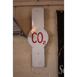 An enamel "CO2" laboratory sign, 29½ins x 9½ins in e