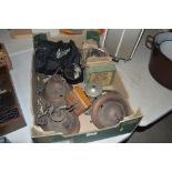 A quantity of vintage lamps, Lucas car lights etc.