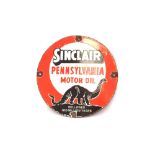 A "Sinclair Pennsylvania Motor oil" circular ename