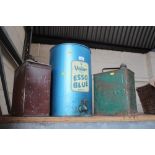 A Valor Esso Blue drum, an Esso petrol can and ano