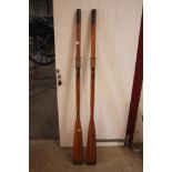 A pair of wooden oars