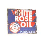 A" White Rose Oil" enamel advertising sign, 17ins x