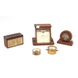 Five old test meters, wooden and brass cased