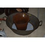 A galvanised tin bath and a bucket, AF