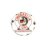 A "Cinderella Coal" circular enamel advertising si