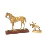 Two antique brass horse ornaments
