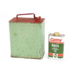 An Esso petrol can and a Castrol oil can
