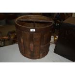 A large 50 kop elm and metal bound bushel hod