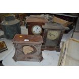 Three various Victorian mantel clocks, (in need of